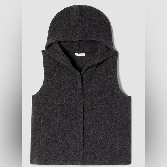 Eileen Fisher Jackets & Blazers - Eileen Fisher Boucle Wool Knit Hooded Vest NWOT CHARCOAL